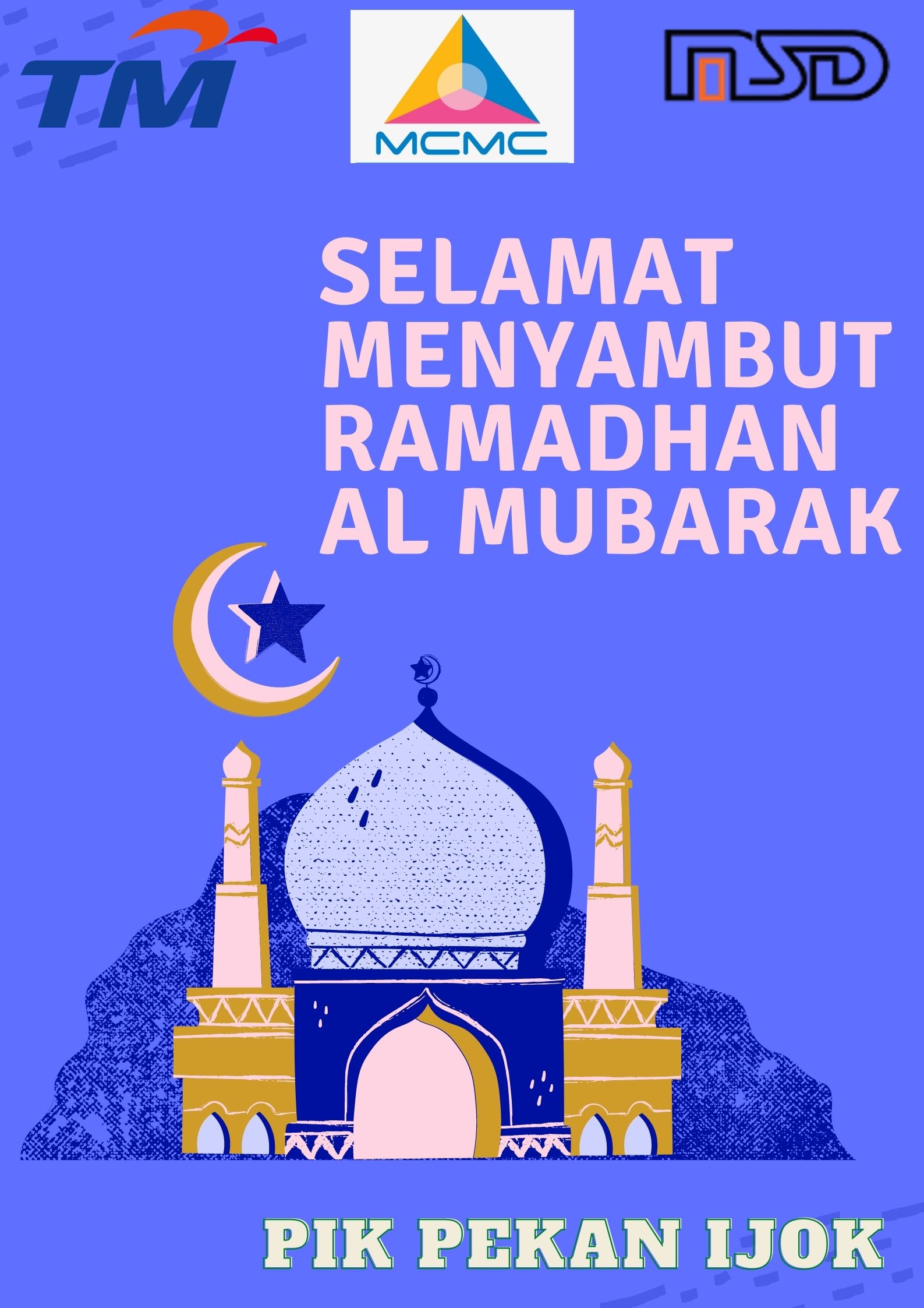 Blue and Pink Eid Countdown Poster